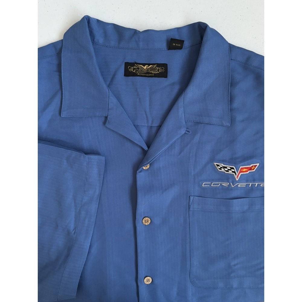 Eagle Dry Goods Men's 2XL‎ Blue Chevron Knit Short Sleeve Embroidered Corvette